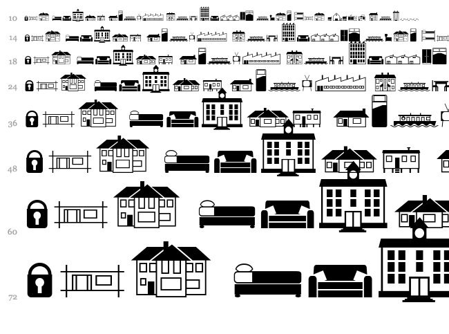 Qikicons Real Estate font waterfall